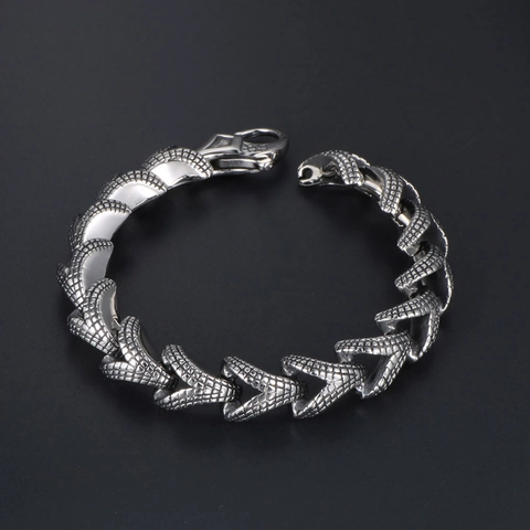 Pulsera Vintage de Acero de Titanio con Escamas de Dragón para Hombre Punk Industrial Pulido Heavy Metal Biker Joyería Regalo