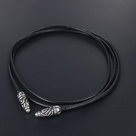 Retro Edelstahl Geflochtene Kordelkette Mit Gravierten Metallenden Gothic Punk Stil Accessoire Für Herren Und Damen