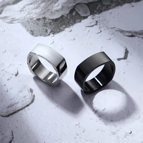 Anillo de Rombo Cuadrado de Acero de Titanio para Hombre Minimalista Moderno Geométrico Pulido Cepillado Joyería de Moda Unisex