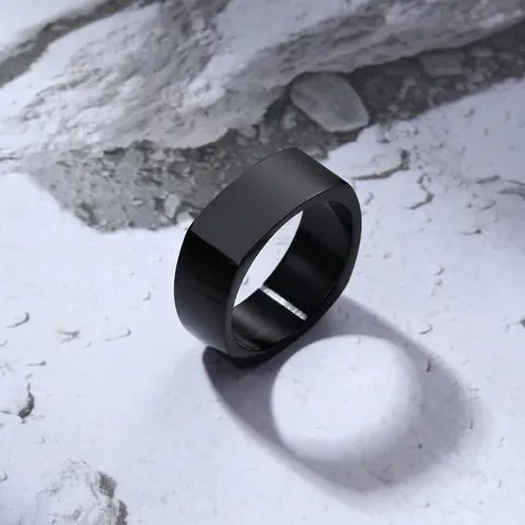 Anillo de Rombo Cuadrado de Acero de Titanio para Hombre Minimalista Moderno Geométrico Pulido Cepillado Joyería de Moda Unisex