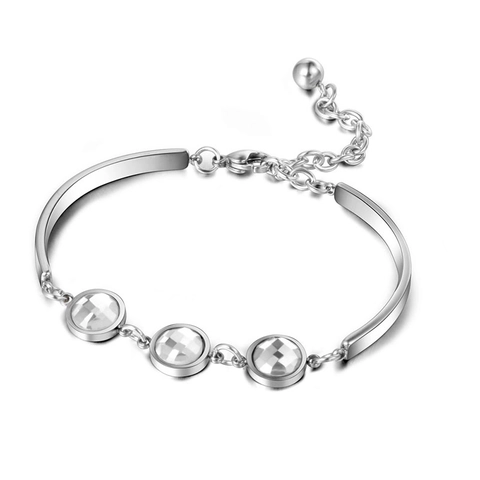 Roestvrij Stalen Strass Armband Voor Vrouwen Mode Gepolijst Sieraden Minimalistisch Titanium Staal Verstelbare Schakelarmband Cadeau
