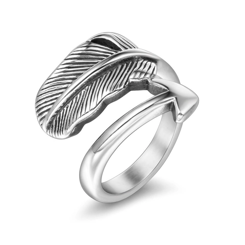 Anillo de Pluma y Flecha de Acero Inoxidable para Hombre Mujer Retro Punk Band Anillo de Dedo Joyería Gótica Personalizada Regalo