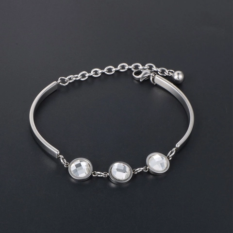 Roestvrij Stalen Strass Armband Voor Vrouwen Mode Gepolijst Sieraden Minimalistisch Titanium Staal Verstelbare Schakelarmband Cadeau