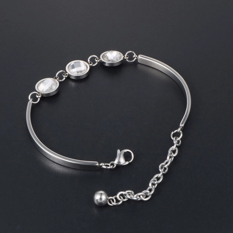 Bracciale in Acciaio Inossidabile Con Strass per Donna Gioielli Lucidi Minimalista Acciaio al Titanio Regolabile Bracciale Regalo