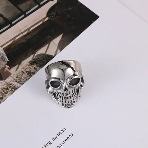 Gothic Punk Edelstahl Totenkopf Ring Für Herren Vintage Rock Biker Skelett Kopf Fingerring Schmuck Party Accessoire