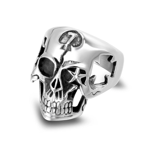 Anello Teschio in Acciaio Inossidabile Vintage Gothic Punk Anello a Forma di Scheletro Gioielli per Feste di Halloween