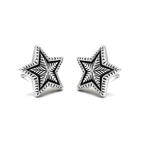 Vintage Titanium Steel Star Stud Earring Retro Punk Style Geometric Pentagram Ear Accessory For Men Women Unisex Jewelry Gift