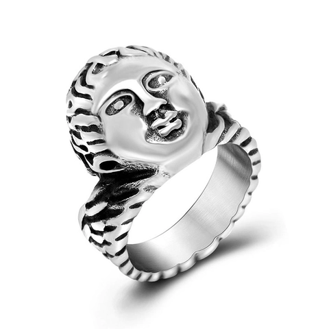 Vintage Porträt Titanstahl Ring Für Damen Herren Griechische Mythologie Medusa Design Edelstahl Ring Mode Schmuck Zubehör