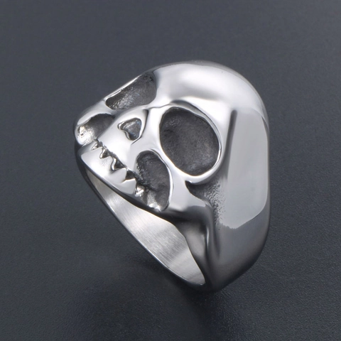 Gothic Skull Ring Titanium Steel Punk Rock Jewelry For Men Polished Skeleton Biker Finger Ring Hip Hop Accessories Gift