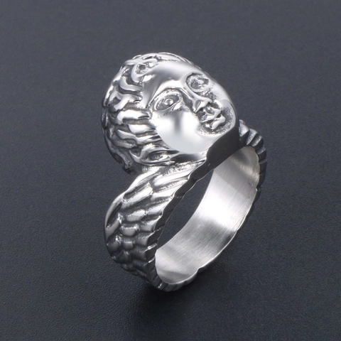 Vintage Porträt Titanstahl Ring Für Damen Herren Griechische Mythologie Medusa Design Edelstahl Ring Mode Schmuck Zubehör