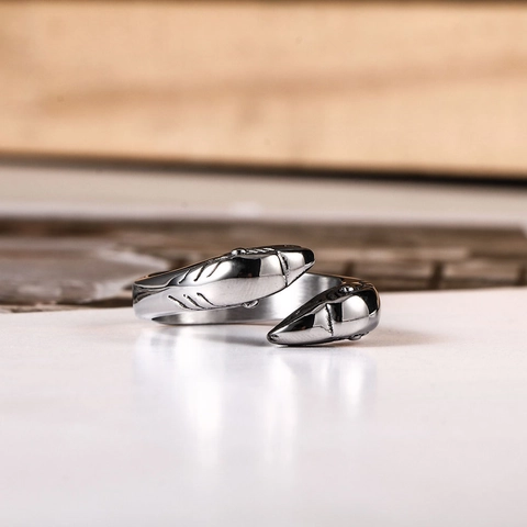 Vintage Roestvrijstalen Adelaarskop Open Ring Goud Zilver Tweekleurig Punk Hip Hop Sieraden Voor Heren Dames Verstelbare Ring