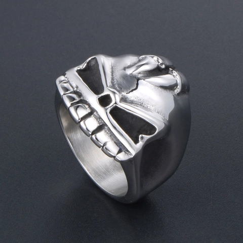 Retro Stainless Steel Skull Double Sword Embossed Ring For Men Punk Rock Gothic Nightclub Fashion Jewelry Band Ring Gift