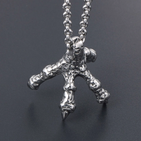 Collier avec Pendentif Griffe de Dragon en Acier Inoxydable pour Hommes Punk Gothique Serre d'Aigle Argent Antique Bijoux Rock