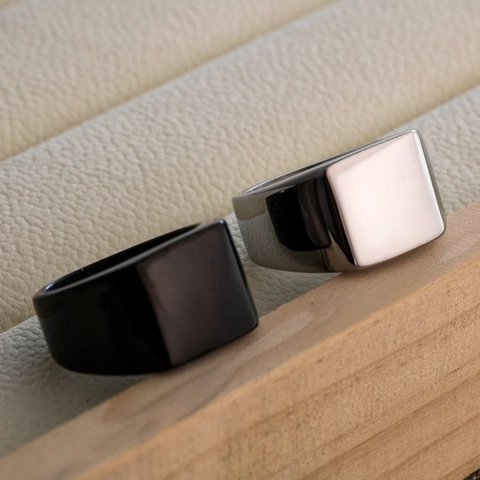Minimalist Men Stainless Steel Square Signet Ring Smooth Surface Polished Geometric Band Jewelry For Daily Wear Accessory