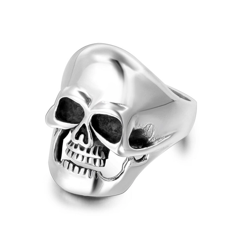 Anello Teschio in Acciaio Inossidabile Punk Vintage per Uomo Biker Gotico Scheletro Testa di Fantasma Lucidato Heavy Metal Gioielli