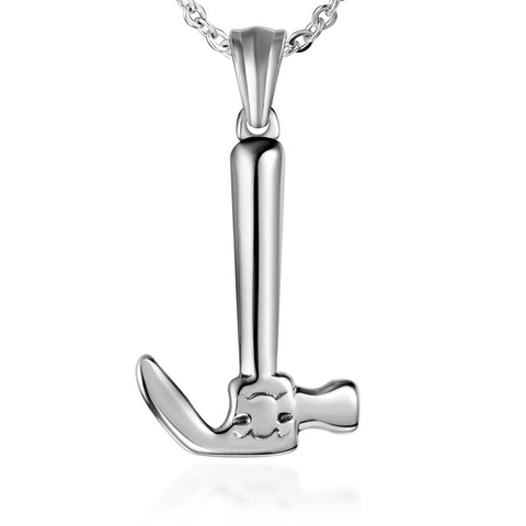 Collier Pendentif Marteau en Acier Inoxydable pour Femme Design Créatif Style Industriel Poli Bijoux de Mode Cadeau