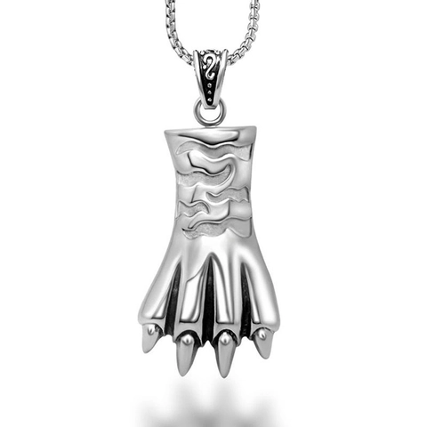 Retro Titanium Steel Bear Claw Beast Pendant Necklace Men Hip Hop Rock Punk Distressed Gothic Jewelry For Boy Friend Gift