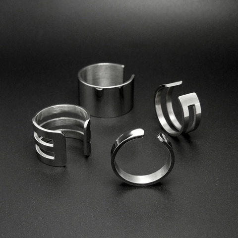 Stainless Steel Minimalist Smooth Geometric Layered Open Adjustable Rings Ear Bone Clips For Women Fashion Jewelry