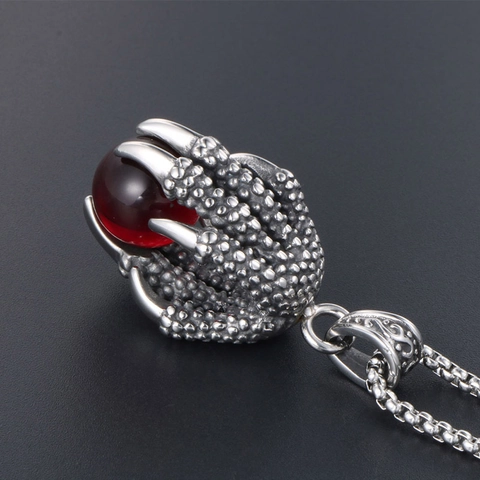 Collana con Pendente ad Artiglio di Drago in Acciaio Inossidabile Vintage per Uomo Regalo Gioielli Punk Gotico