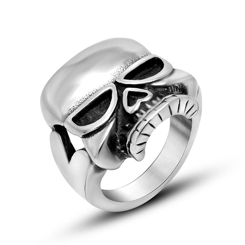 Vintage Punk Skull Ring For Men Gothic Stainless Steel Polished Skeleton Biker Jewelry Band Ring Everyday Fashion Gift