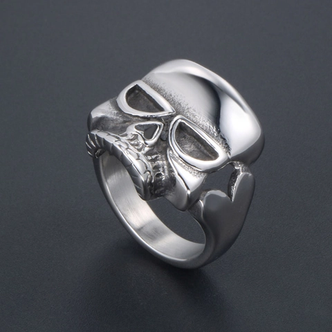 Vintage Punk Skull Ring For Men Gothic Stainless Steel Polished Skeleton Biker Jewelry Band Ring Everyday Fashion Gift