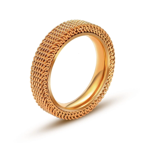 Titanium Steel Mesh Ring For Men Women Double Layer Woven Hollow Out Fashion Finger Ring Anniversary Birthday Jewelry Gift