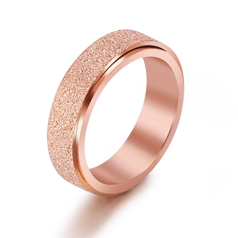 Anello Spinner in Acciaio al Titanio Oro Rosa per Uomo Donna Finitura Sabbiata Smerigliata Gioielli Moda Semplici Anello a Fascia Rotante