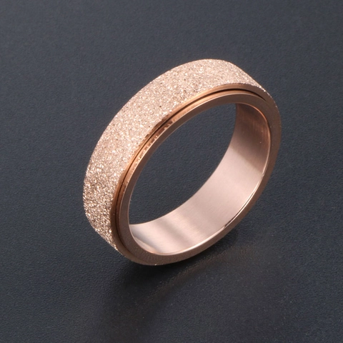 Anello Spinner in Acciaio al Titanio Oro Rosa per Uomo Donna Finitura Sabbiata Smerigliata Gioielli Moda Semplici Anello a Fascia Rotante