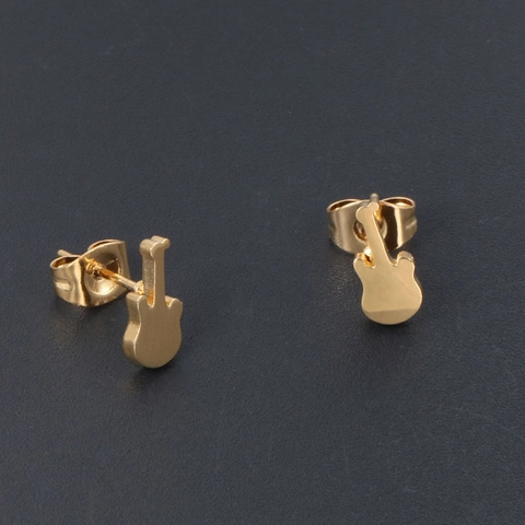 Boucles d'Oreilles Clous Guitare en Acier Inoxydable pour Femmes Hommes Plaqué Or Thème Musique Style Rock Accessoire Bijoux