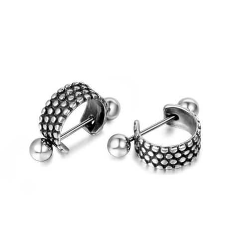 Vintage Titaniumstalen Polka Dot Oorknopjes Voor Heren Dames Punk Rock Klinknagel Korrelige Textuur Antiek Sieraden