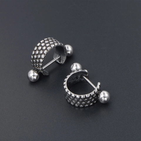 Vintage Titaniumstalen Polka Dot Oorknopjes Voor Heren Dames Punk Rock Klinknagel Korrelige Textuur Antiek Sieraden