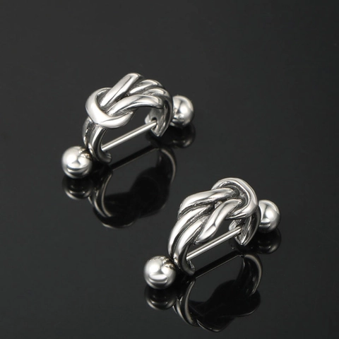 Vintage Industrie Seemannsknoten Edelstahl Hantel Ohrstecker Für Herren Damen Punk Hip Hop Schraubverschluss Silber Schmuck