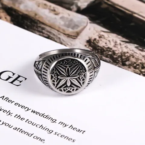 Vintage Stainless Steel Compass Star Signet Ring For Men Women Punk Gothic Biker Fashion Statement Jewelry Finger Ring