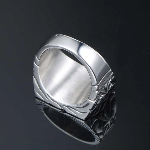 Vintage Titanium Steel City Skyline Signet Ring For Men Women Industrial Punk Style Embossed Architecture Pattern Band Ring Jewelry
