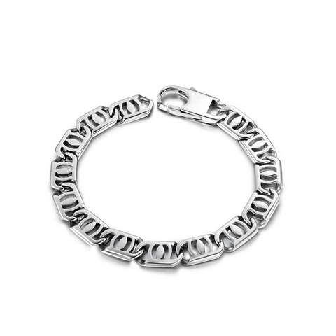 Pulsera de Cadena de Acero de Titanio para Hombre Pulido Doble C Hueco Minimalista Hip Hop Joyería Brazalete Regalo para Niños