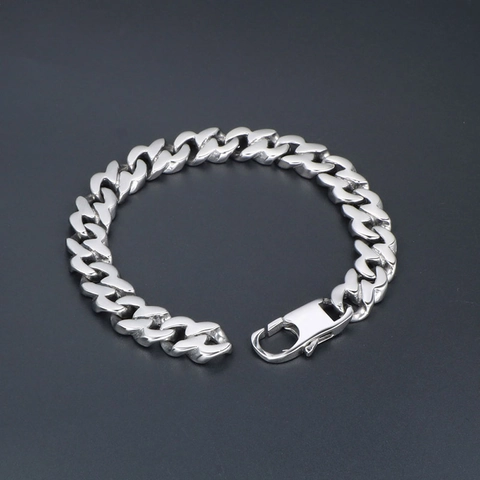 Herren Edelstahl Panzerkette Armband Poliert Silber Farbe Kette Hand Zubehör Für Streetwear Täglich Schmuck Geschenk