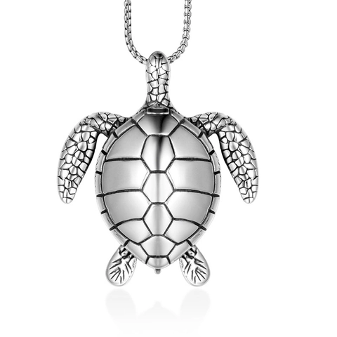 Titanium Steel Sea Turtle Pendant Necklace For Men Women Unisex Animal Style Polished Turtle Charm Jewelry Everyday Gift