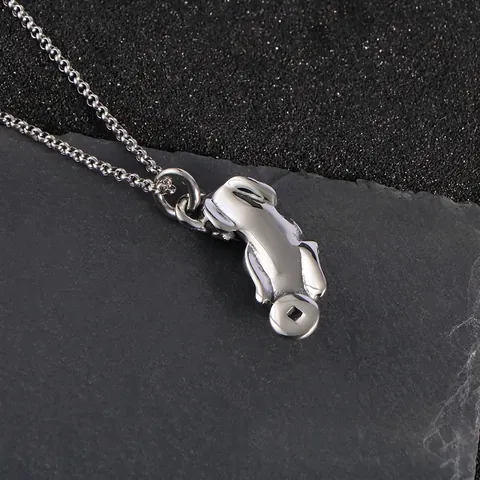 Collier Pendentif Pi Xiu en Acier Titane Vintage pour Hommes Femmes Mascotte de la Chance Pièce Chinoise Bijoux Antiques Cadeau