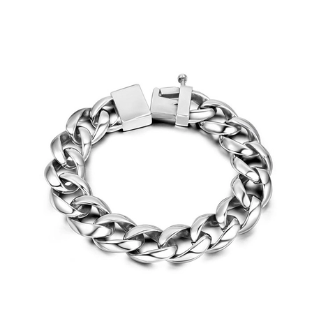 Minimalist Stainless Steel Cuban Link Bracelet For Men Women Hip Hop Silver Polished Punk Streetwear Thick Chain Accessory