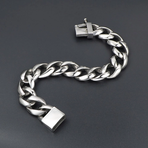 Minimalist Stainless Steel Cuban Link Bracelet For Men Women Hip Hop Silver Polished Punk Streetwear Thick Chain Accessory