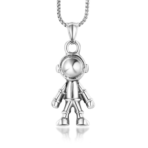 Halskette Aus Edelstahl Mit Astronauten Roboter Anhänger Punk 3D Space Man Anhänger Poliert Hip Hop Schmuck Für Herren Damen