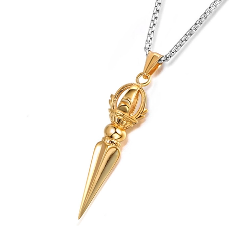 Collana con Ciondolo Phurba Vajra in Acciaio al Titanio per Uomo Donna Gioielli Religiosi Retro in Acciaio Inossidabile