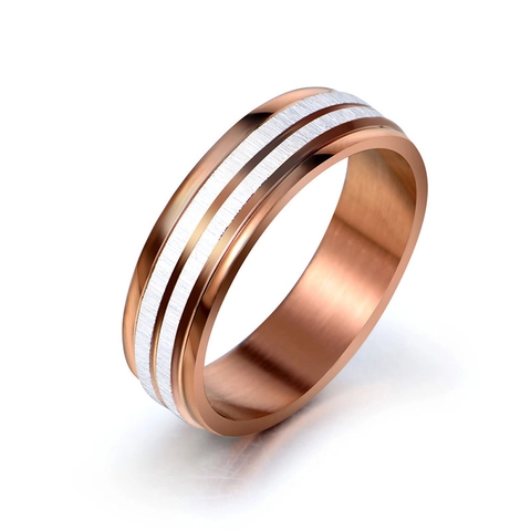 Minimalist Titanium Steel Two Tone Brushed Band Ring For Men Women Fashion Jewelry Lacquer Geometric Finger Ring Accessory