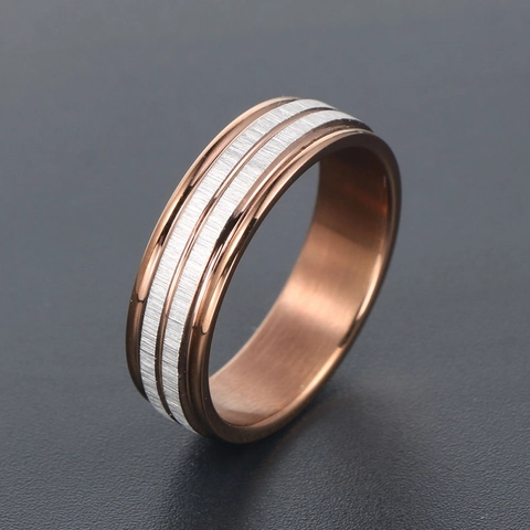 Minimalist Titanium Steel Two Tone Brushed Band Ring For Men Women Fashion Jewelry Lacquer Geometric Finger Ring Accessory