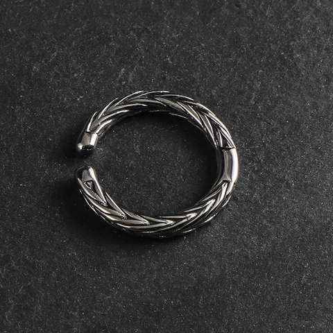 Vintage Roestvrij Staal Tarwe-aar Open Ring Voor Mannen Vrouwen Verstelbare Titanium Staal Gedraaid Touw Band Sieraden Ring