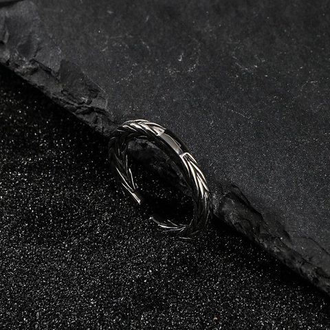 Vintage Roestvrij Staal Tarwe-aar Open Ring Voor Mannen Vrouwen Verstelbare Titanium Staal Gedraaid Touw Band Sieraden Ring