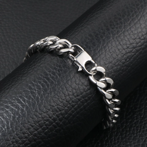 Punk Men Titanium Steel Eight-Pointed Star Bracelet Retro Gothic Cuban Link Chain Bangle Fashion Jewelry Accessories