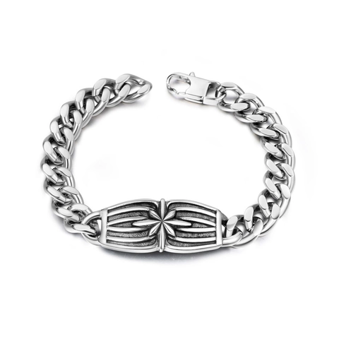 Herren Edelstahl Panzerkette Armband Mit Sternenmuster Dekorationsplatte Hip Hop Rock Punk Stil Schmuck Geschenk