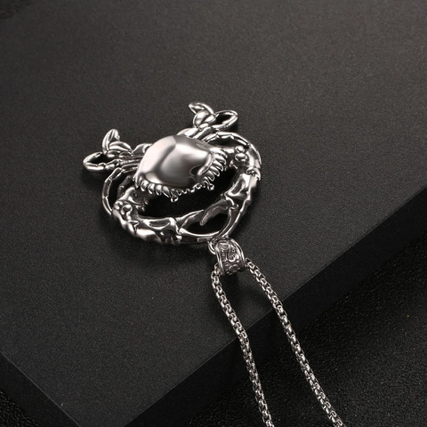 Collana con Ciondolo a Granchio in Acciaio Inossidabile Stile Punk per Uomo Gioielli Animali Marini Argento Retrò Regalo