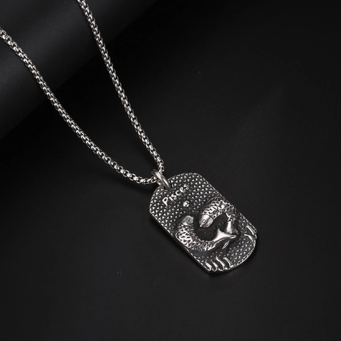Collana Pendente Pesci Zodiaco Rétro Acciaio Inossidabile Acciaio al Titanio Targhetta Militare in Rilievo Gioielli Regalo per Uomo Donna